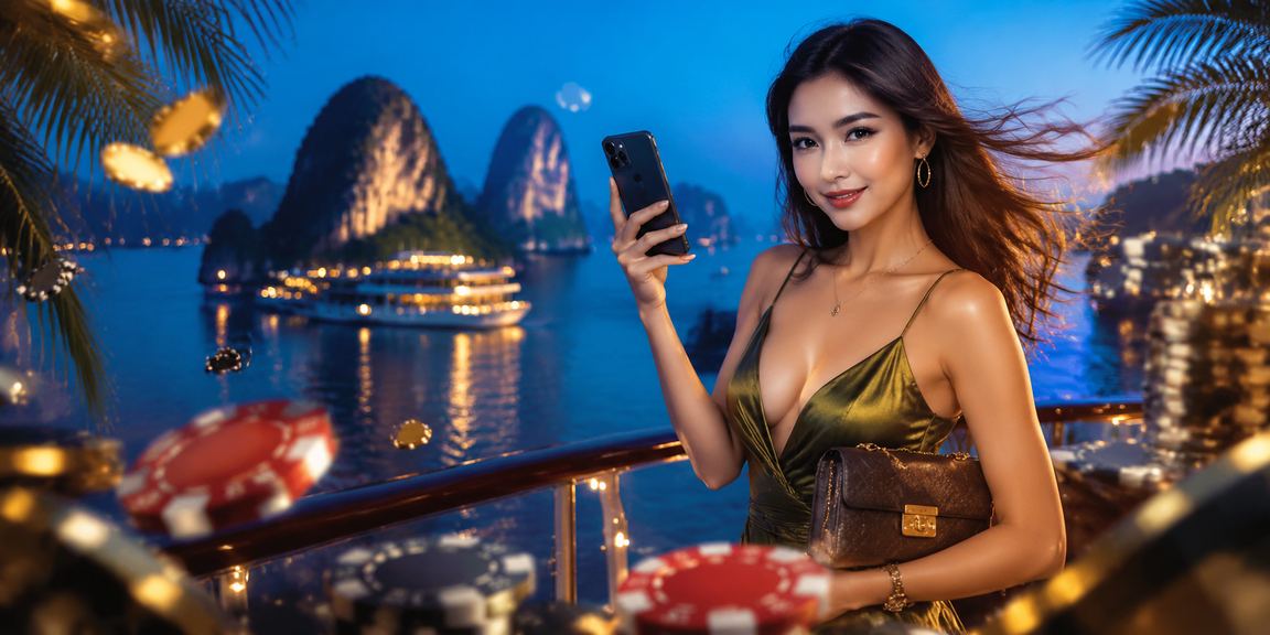 Người dùng Việt Nam trải nghiệm cá cược esports tại khu vực Vịnh Hạ Long với thiết bị hiện đại
